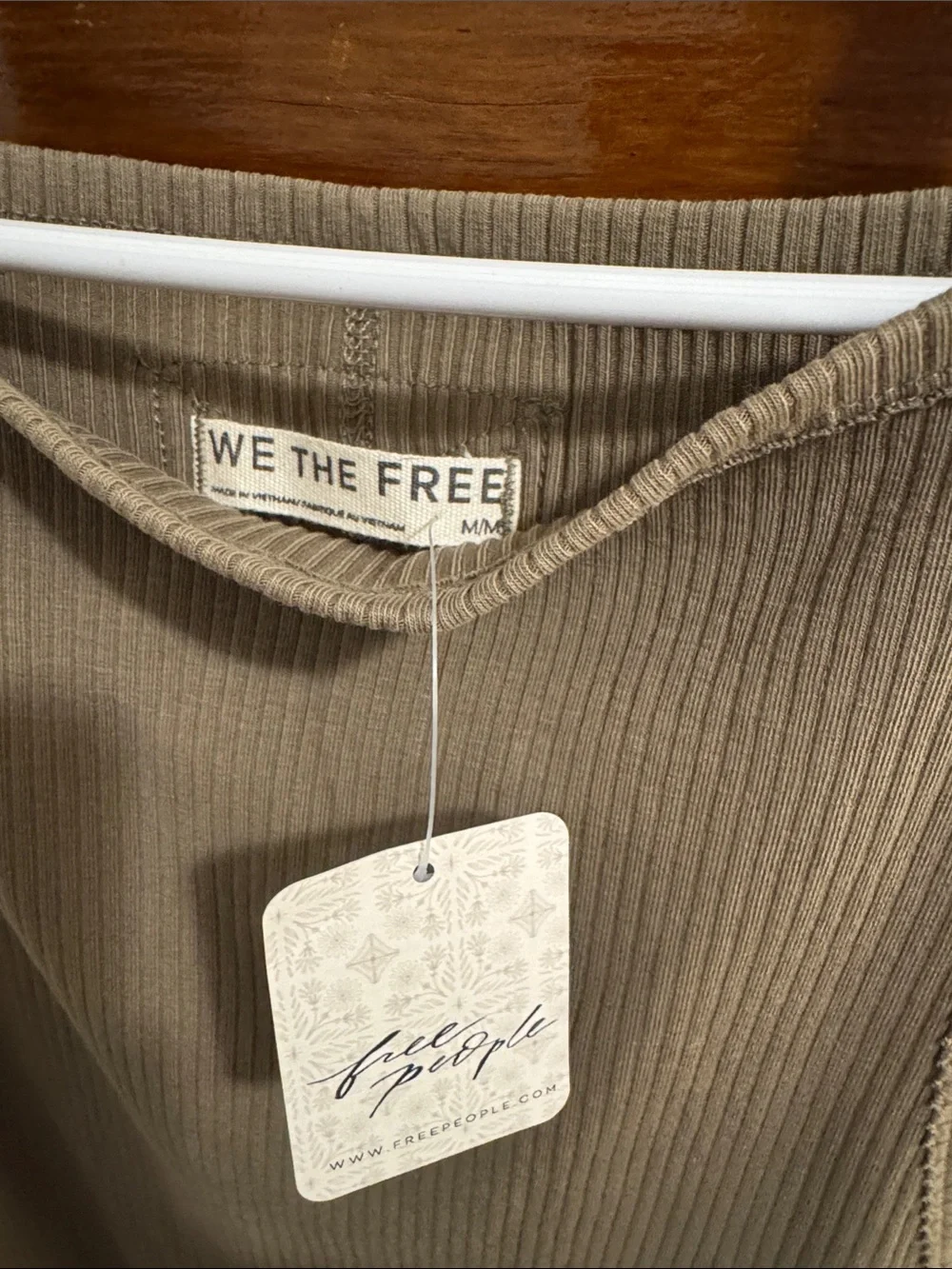 We The Free Ribbed High Neck Tank Top - Taupe